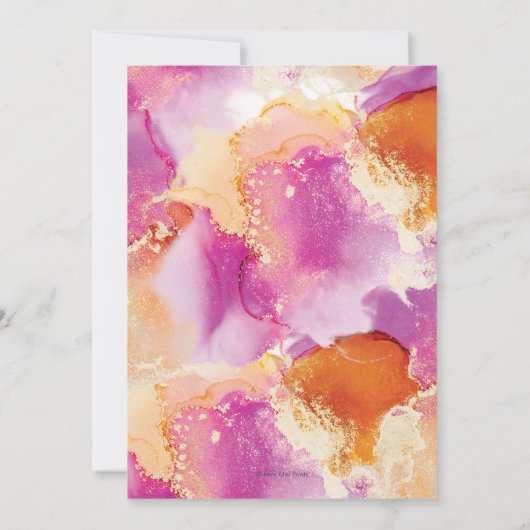 日付を保存する紫オレンジインキー招待状 招待状 (裏面)