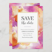 日付を保存する紫オレンジインキー招待状 招待状 (正面/裏面)