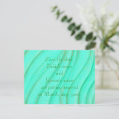 日付を保存する結婚式はがき、緑と金 案内ポストカード (スタンド正面)