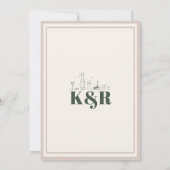 日付を保存する緑とピンク 招待状 (裏面)