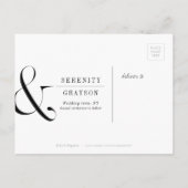 日付を保存する緑のミニマルなタイポグラフィ結婚式 案内ポストカード (裏面)