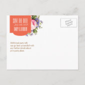 日付を保存する英語バラガーデンパーティー茶 案内ポストカード (裏面)