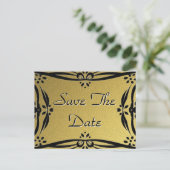 日付を保存する装飾金ゴールドと黒はがき 案内ポストカード (スタンド正面)