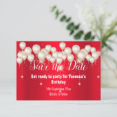 日付を保存する赤いバルーン 案内状 (スタンド正面)