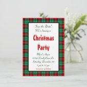 日付を保存する赤い緑の格子編集可能 案内状 (スタンド正面)