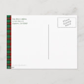 日付を保存する赤い緑の格子縞の休日 案内ポストカード (裏面)