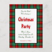 日付を保存する赤い緑の格子縞の休日 案内ポストカード (正面)