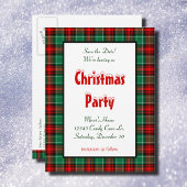 日付を保存する赤い緑の格子縞の休日 案内ポストカード