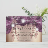 日付を保存する金ゴールドフローラ紫のバラライト セーブザデート (スタンド正面)