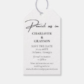 日付を保存する鉛筆白黒結婚 ギフトタグ (正面)