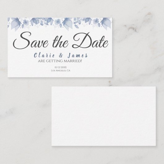 日付を保存する青い水の色の発表ポストカー 名刺 (正面/裏面)