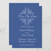 日付を保存する青い渦巻き セーブザデート (正面/裏面)