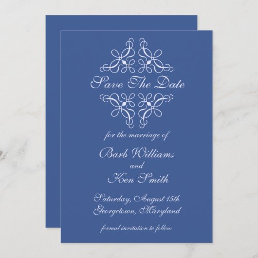 日付を保存する青い渦巻き セーブザデート (正面/裏面)