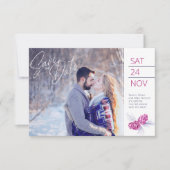 日付を保存する青い紫の松のコーンのアート セーブザデート (正面)