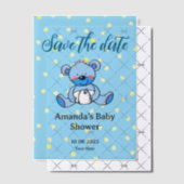 日付を保存する青テディベア赤ちゃんシャワー ベラム紙招待状 (オフセット (招待状))