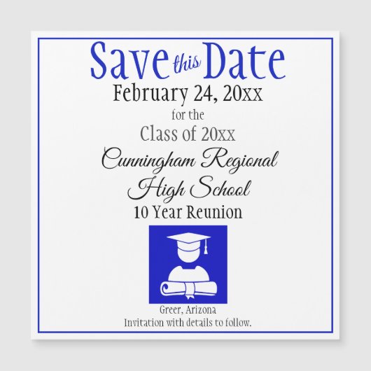 日付を保存する高校の懇親会マグネットカード (正面)