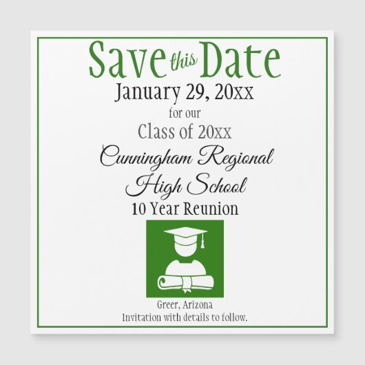 日付を保存する高校の懇親会マグネットカード (正面)