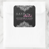 日付を保存する黒いマスクと白いフローラレース スクエアシール (バッグ)