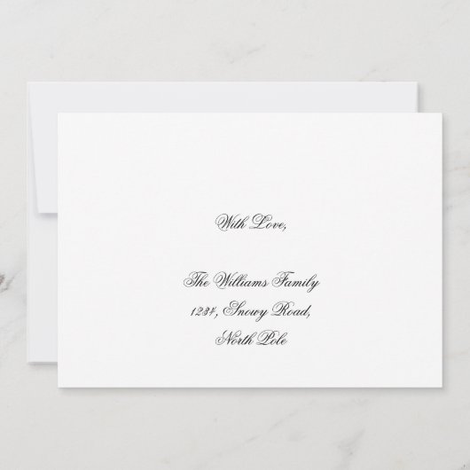 日付を保存する黒い金ゴールドスクリプトクリスマスパーティー セーブザデート (裏面)