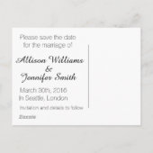 日付を保存する黒と金ゴールド 案内ポストカード (裏面)