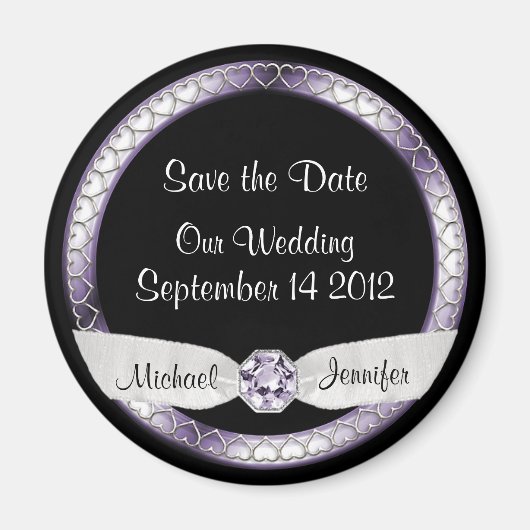 日付を保存する黒と銀の磁石 マグネット (正面)