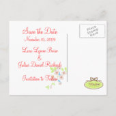 日付を保存する2つの青い鳥のハナミズキ 案内ポストカード (裏面)