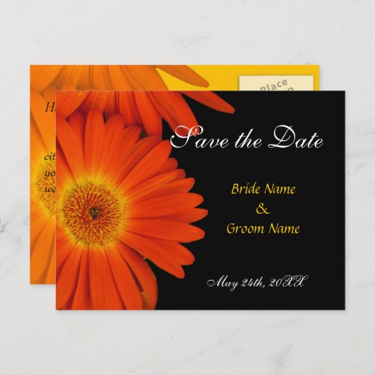 日付を保存する,ゲルベラデイジー 案内ポストカード (正面/裏面)