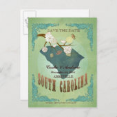 日付を保存する – サウスカロライナの地図ラブリーバード 案内ポストカード (正面/裏面)