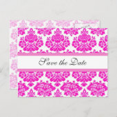 日付を保存する，ピンクダマスク 案内ポストカード (正面/裏面)