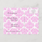 日付を保存する，ピンクダマスク 案内ポストカード (裏面)