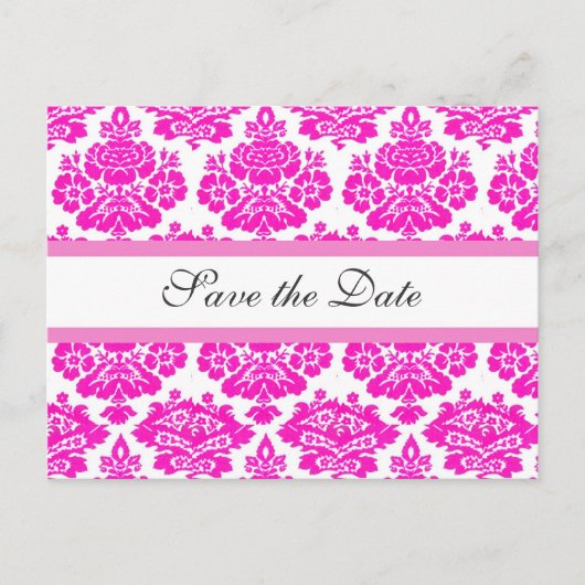 日付を保存する，ピンクダマスク 案内ポストカード (正面)