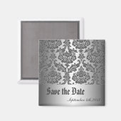 日付を保存する，ブラックダマスク マグネット (正面/裏面)