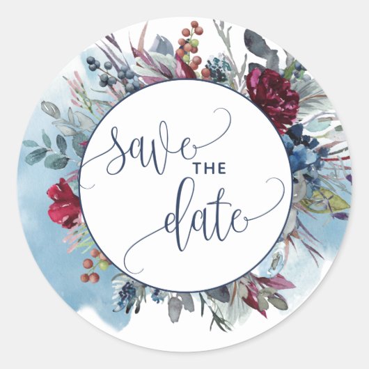 日付を保存する,ブルーブルゴーニュ紫封筒用シール ラウンドシール (正面)