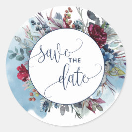 日付を保存する，ブルーブルゴーニュ紫封筒用シール ラウンドシール