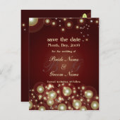 日付を保存する，モノグラム+シャンパンバブル 案内ポストカード (正面/裏面)