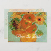 日付を保存する、ヴァンゴッホひまわり 案内ポストカード (正面/裏面)