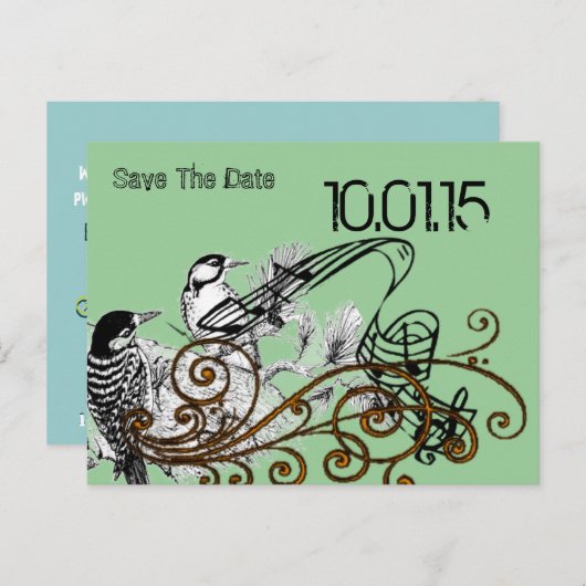 日付を保存する – ヴィンテージ愛鳥 案内ポストカード (正面/裏面)