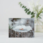 日付を保存する – 冬の結婚式 案内ポストカード (スタンド正面)