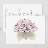 日付を保存する～招待状の結婚ピンクのバラ 招待状 (正面/裏面)