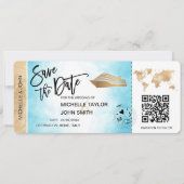 日付を保存する 搭乗券 地図 クルーズ QRコード 招待状 (正面)