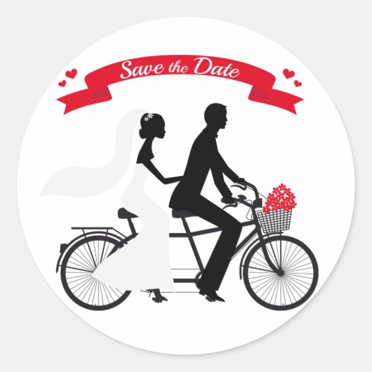 日付を保存する,結婚式招待状タンデム自転車 ラウンドシール (正面)