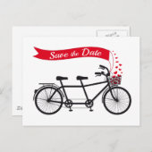 日付を保存する，結婚式招待状タンデム自転車 案内ポストカード (正面/裏面)