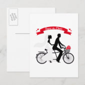 日付を保存する，結婚式招待状タンデム自転車 案内ポストカード (正面/裏面)