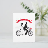 日付を保存する，結婚式招待状タンデム自転車 案内ポストカード (スタンド正面)