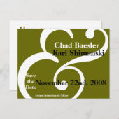 日付を保存する!緑 案内ポストカード (正面/裏面)