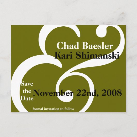 日付を保存する!緑 案内ポストカード (正面)