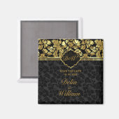 日付を保存する – 黒と金ゴールドのマスク マグネット (正面/裏面)