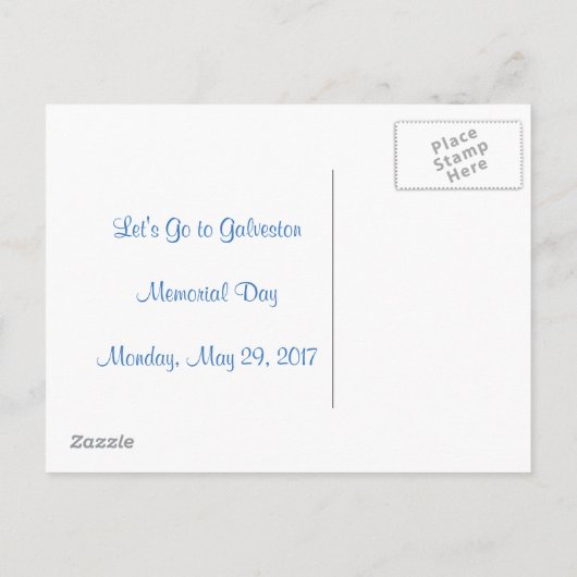 日付を保存する – Galvestonポストカードに移動 案内ポストカード (裏面)