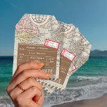 日付を保存するAirmail荷物タグ世界地図 セーブザデート<br><div class="desc">このお洒落Save the Date Lagage Tag for Destination Weddingsは、ヴィンテージのワールドマップを背景にクラフト紙シールを貼り付けて掲載している。簡単に編集して文字を移動</div>