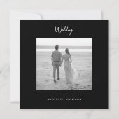 日付を保存するB/Wダマスク写真ウェディング セーブザデート (裏面)